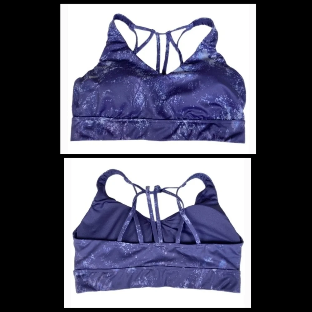 All in Motion Purple Tie Dye Print Longline Bra